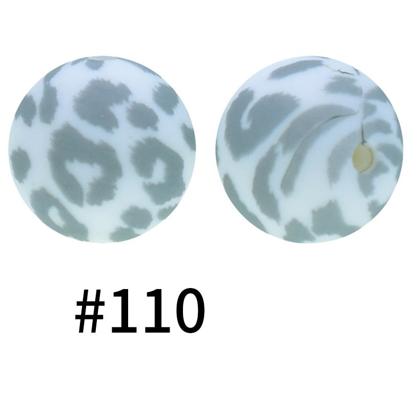 19mm Silicone Beads Printed Animal Pattern 50pcs