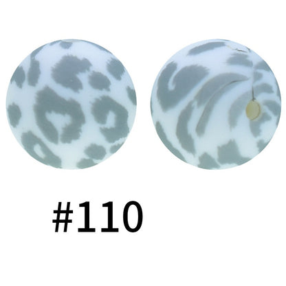 19mm Silicone Beads Printed Animal Pattern 50pcs