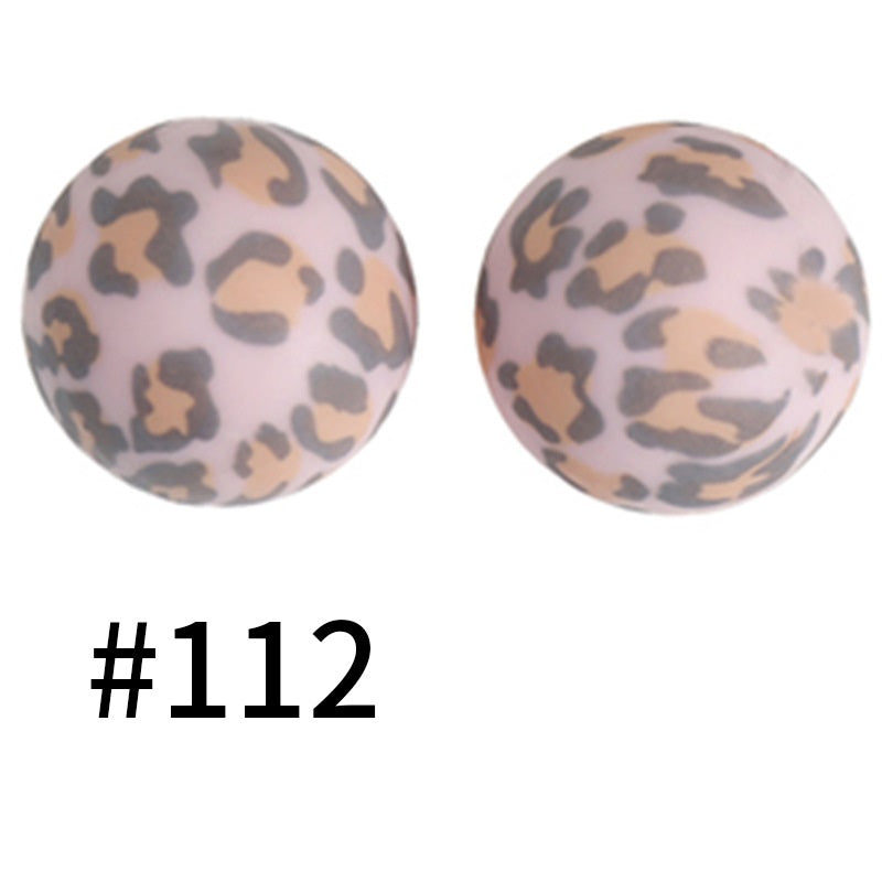 19mm Silicone Beads Printed Animal Pattern 50pcs
