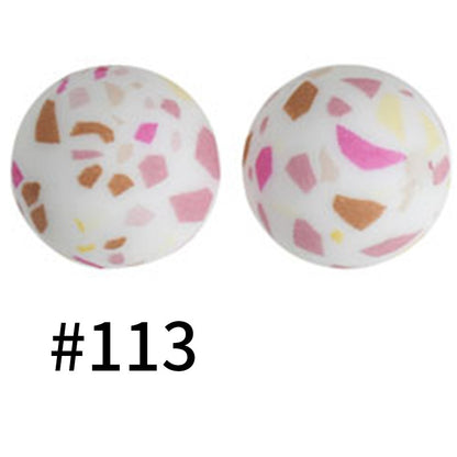 19mm Silicone Beads Printed Animal Pattern 50pcs
