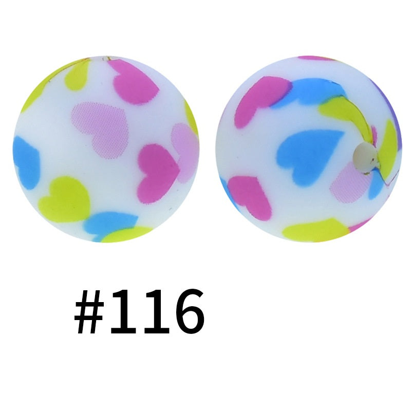 19mm Silicone Beads Printed Animal Pattern 50pcs
