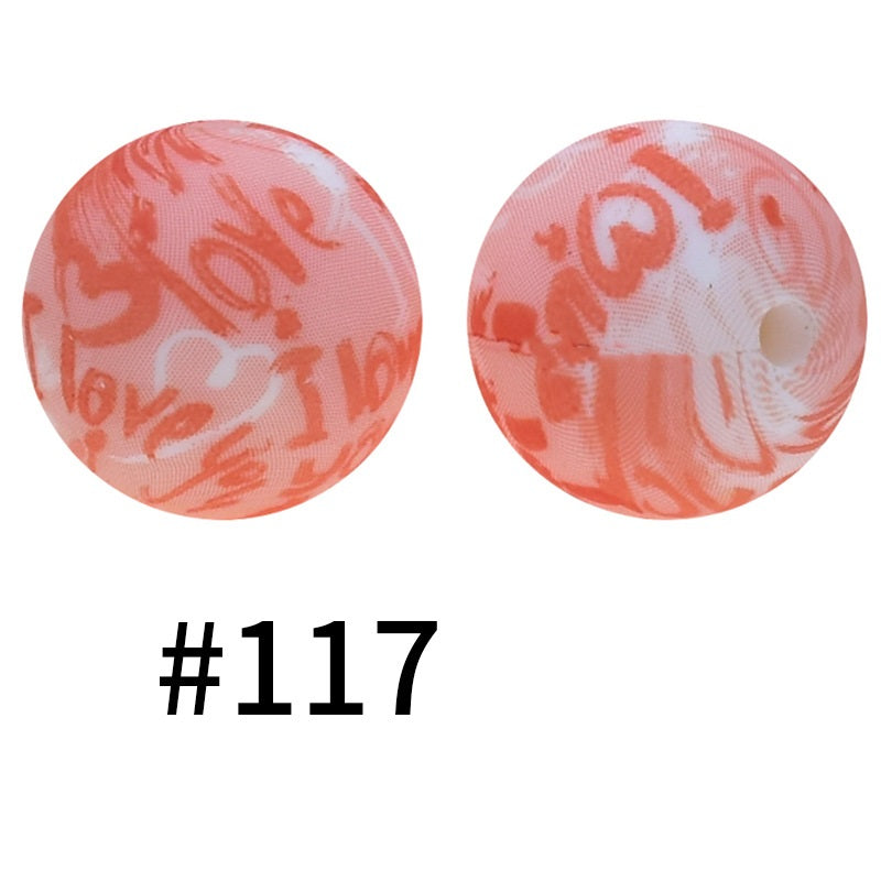19mm Silicone Beads Printed Animal Pattern 50pcs