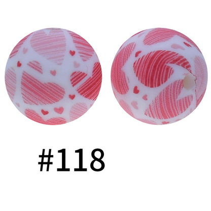 19mm Silicone Beads Printed Animal Pattern 50pcs