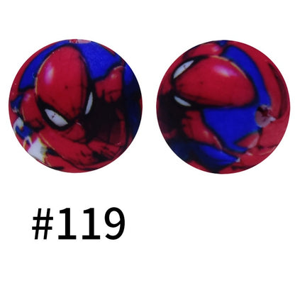 19mm Silicone Beads Printed Animal Pattern 50pcs