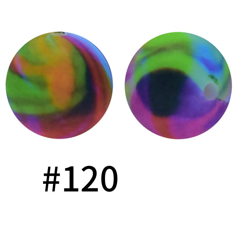 19mm Silicone Beads Printed Animal Pattern 50pcs
