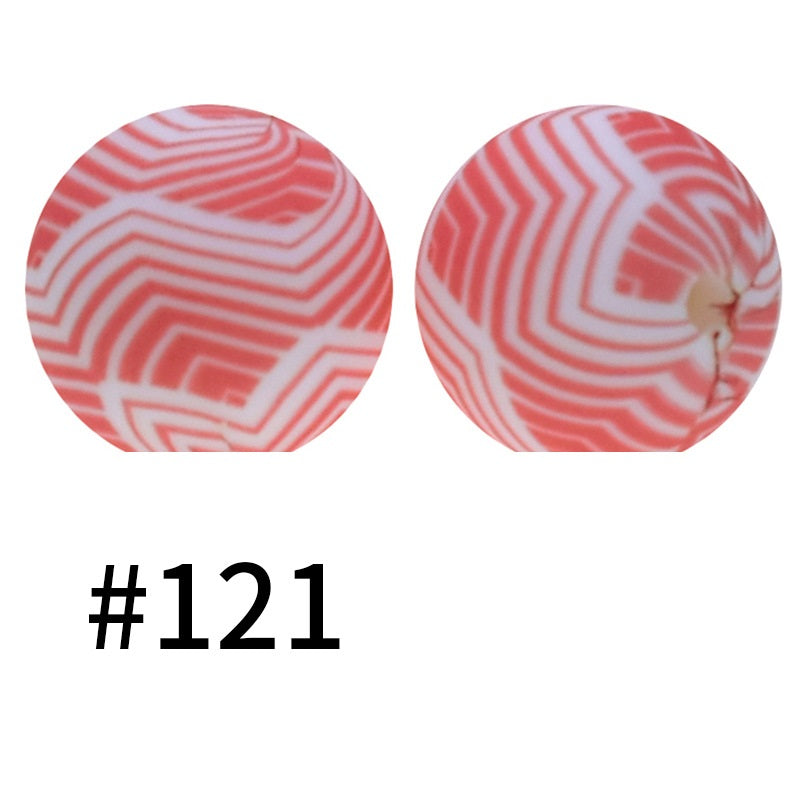 19mm Silicone Beads Printed Animal Pattern 50pcs