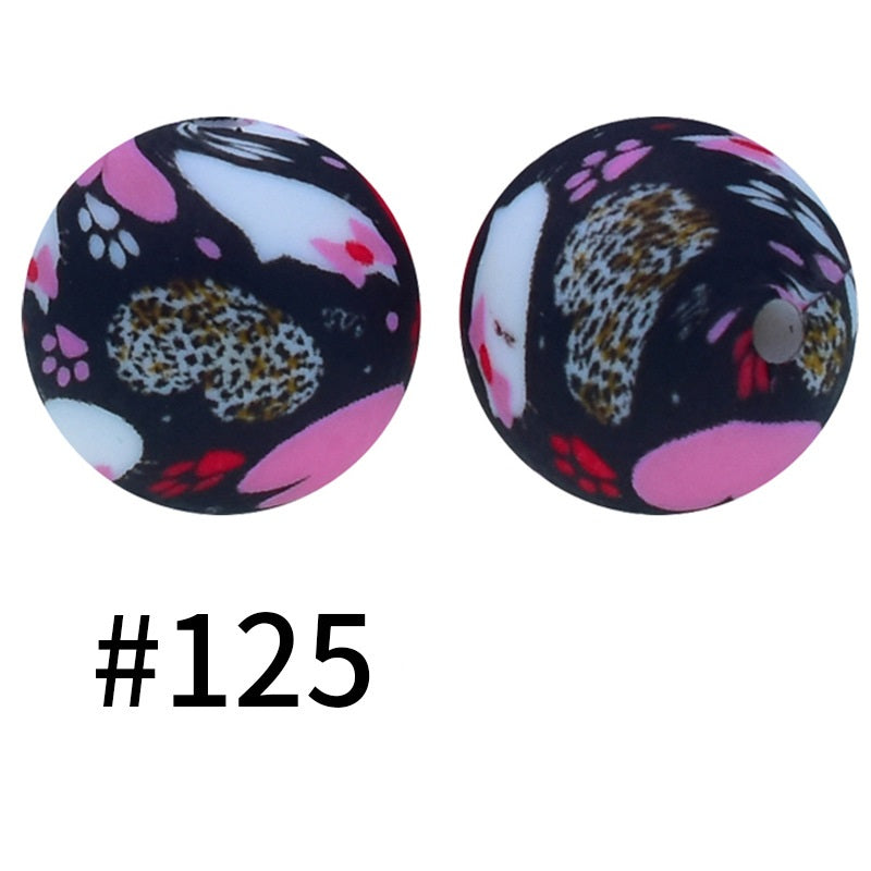 15mm printed silicone beads 528