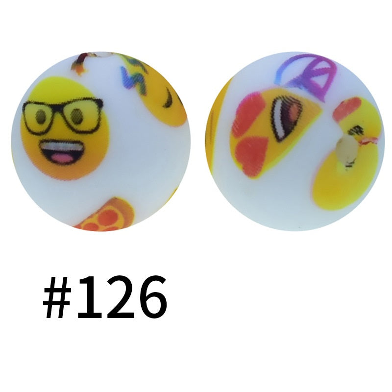 19mm Silicone Beads Printed Animal Pattern 50pcs