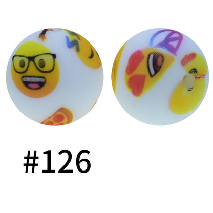 19mm Silicone Beads Printed Animal Pattern 50pcs
