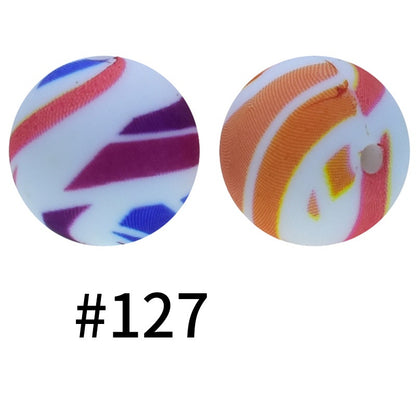 19mm Silicone Beads Printed Animal Pattern 50pcs