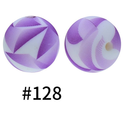 19mm Silicone Beads Printed Animal Pattern 50pcs