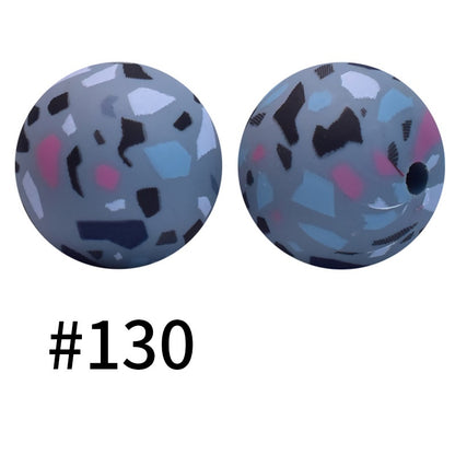19mm Silicone Beads Printed Animal Pattern 50pcs
