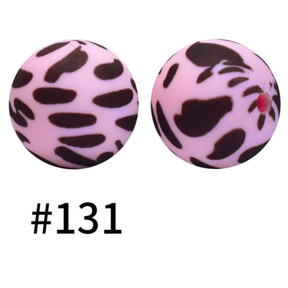 19mm Silicone Beads Printed Animal Pattern 50pcs
