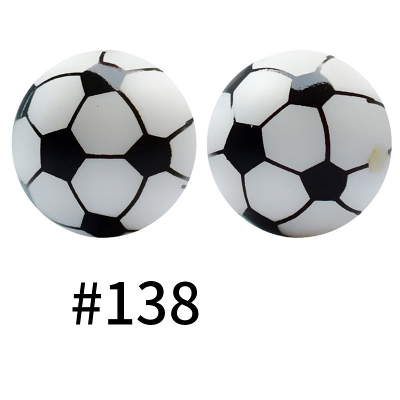 19mm Silicone Beads Printed Animal Pattern 50pcs