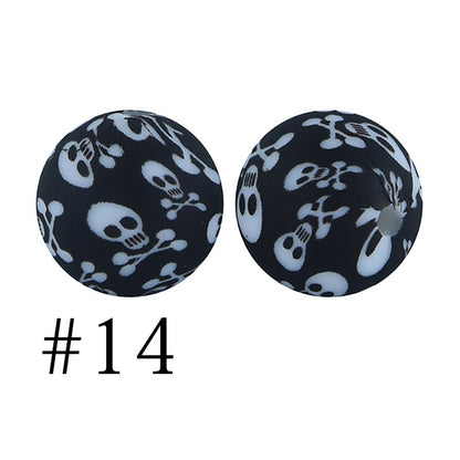 Round Printed Silicone Beads 14