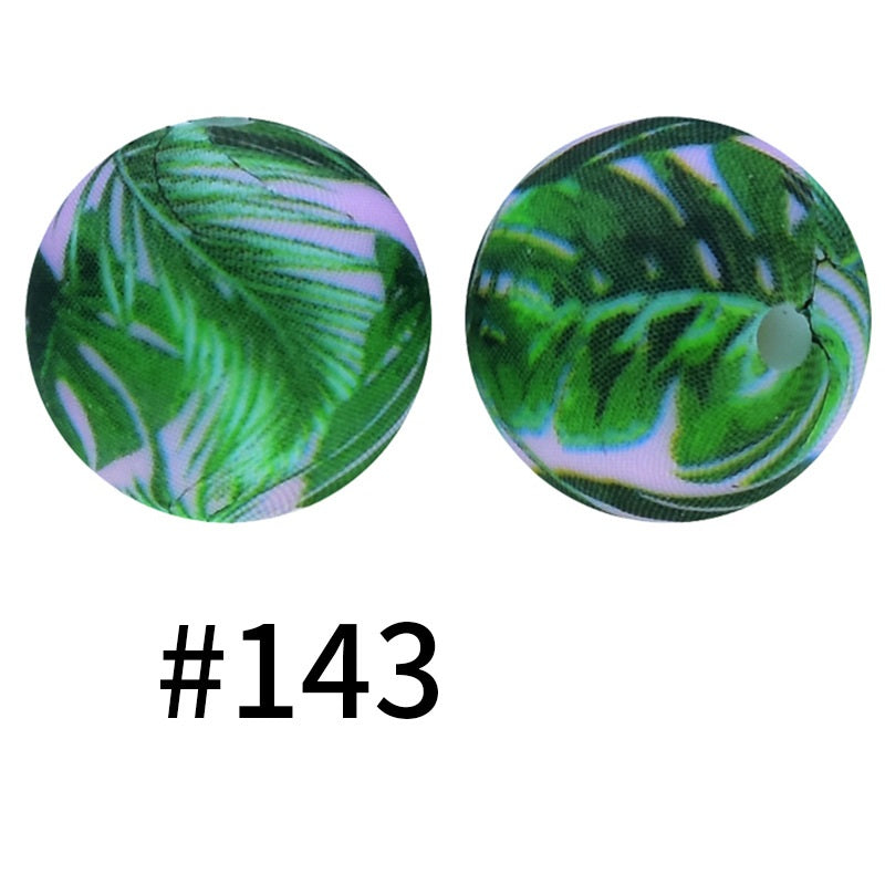 19mm Silicone Beads Printed Animal Pattern 50pcs
