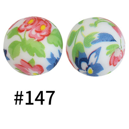 19mm Silicone Beads Printed Animal Pattern 50pcs