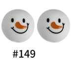 15mm Printed Christmas Silicone Beads Festive Holiday Designs 50pcs