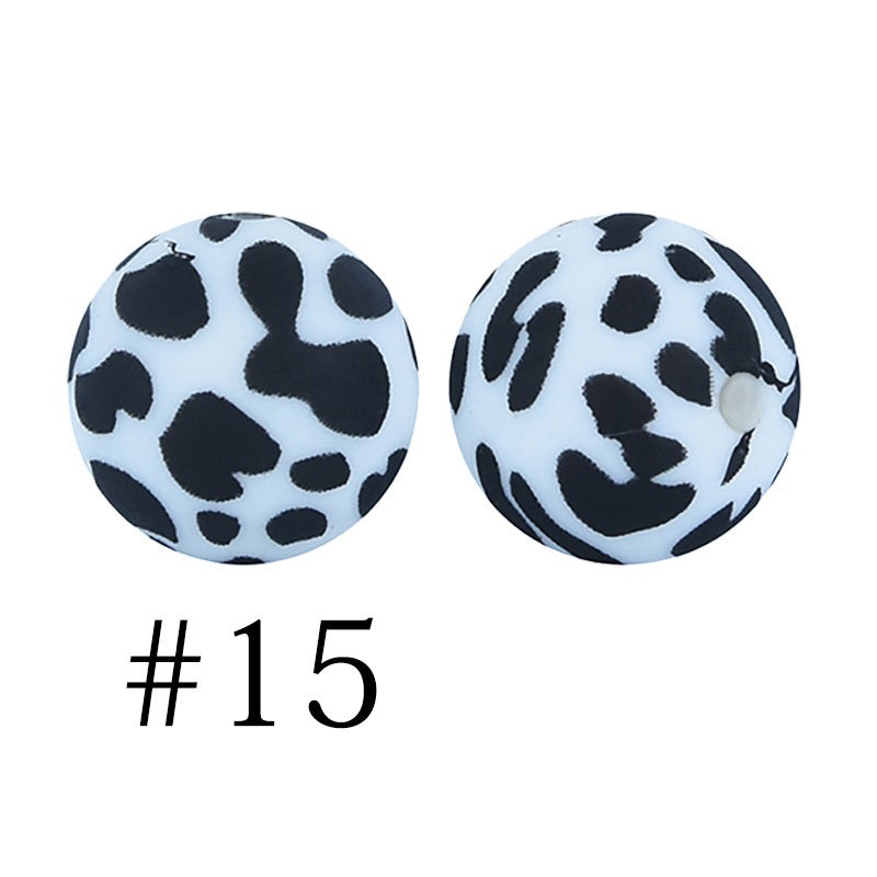 Round Printed Silicone Beads 15