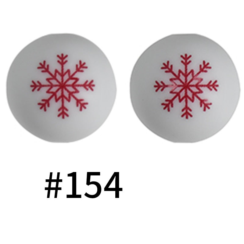 453# 50pcs 15mm Round Printed Silicone Beads Wholesale
