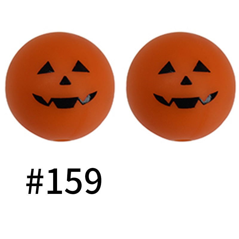 458# 50pcs 15mm Round Printed Silicone Beads Wholesale