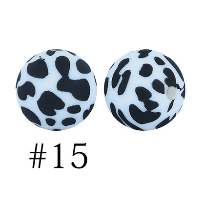 Round Printed Silicone Beads 15