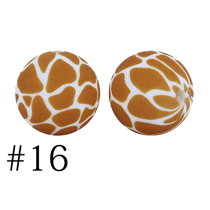 Round Printed Silicone Beads 16