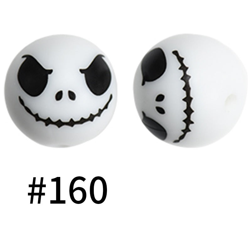 459# 50pcs 15mm Round Printed Silicone Beads Wholesale