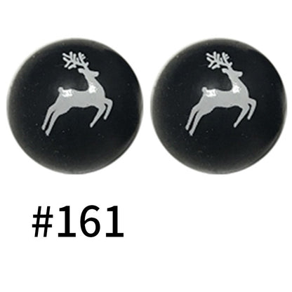 19mm Silicone Beads Printed Animal Pattern 50pcs