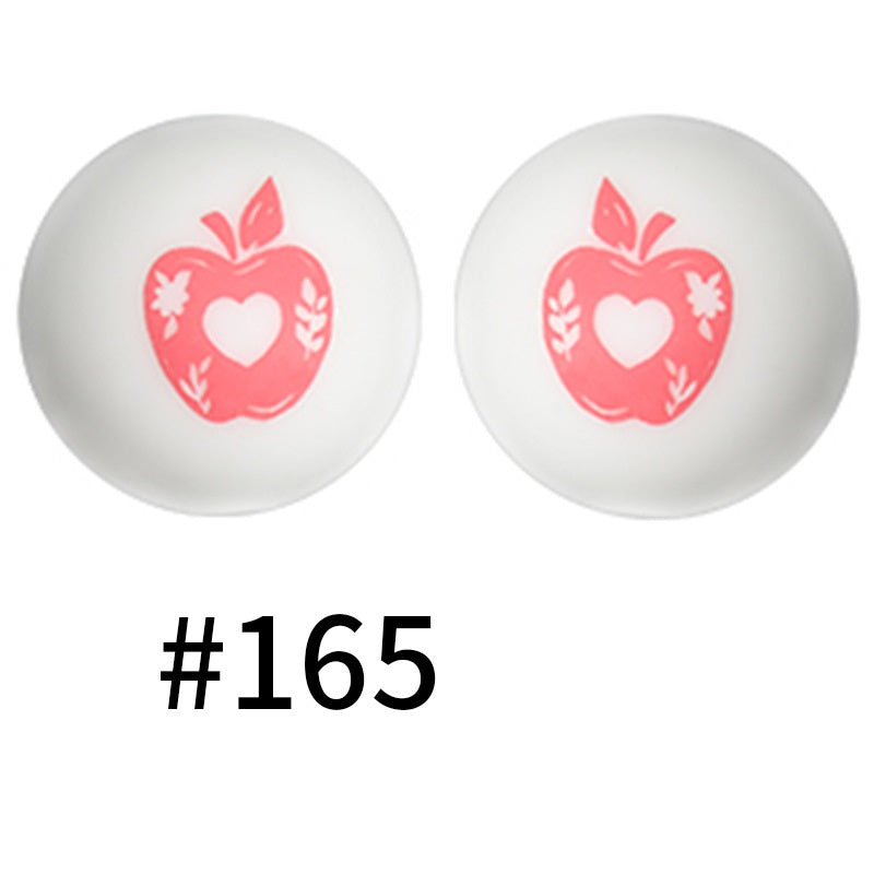 19mm Silicone Beads Printed Animal Pattern 50pcs