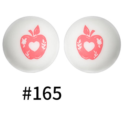 19mm Silicone Beads Printed Animal Pattern 50pcs