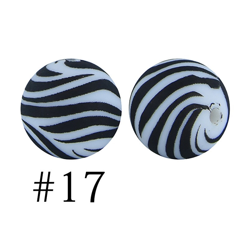 Round Printed Silicone Beads 17
