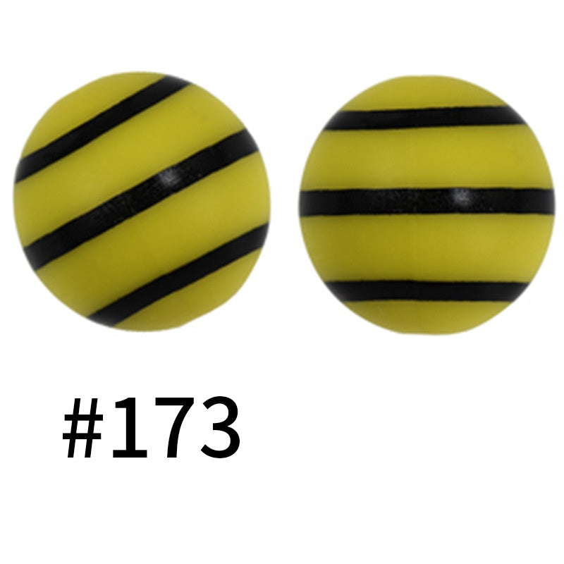 Round Printed Silicone Beads 173
