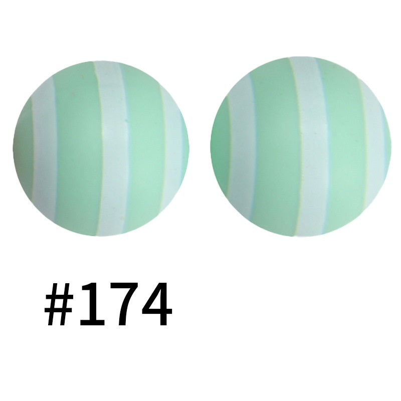 Round Printed Silicone Beads 174