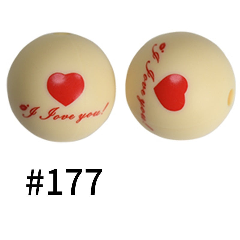 Round Printed Silicone Beads 177