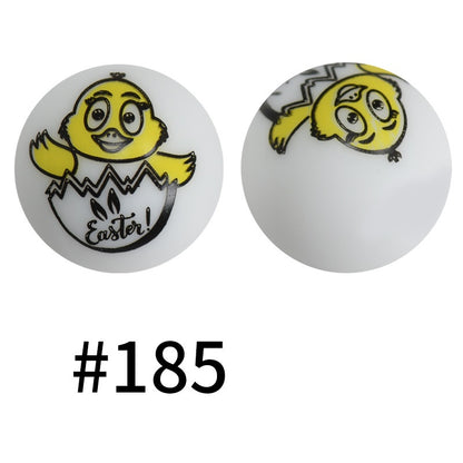 Round Printed Silicone Beads 185