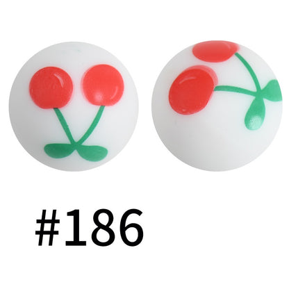 Round Printed Silicone Beads 186