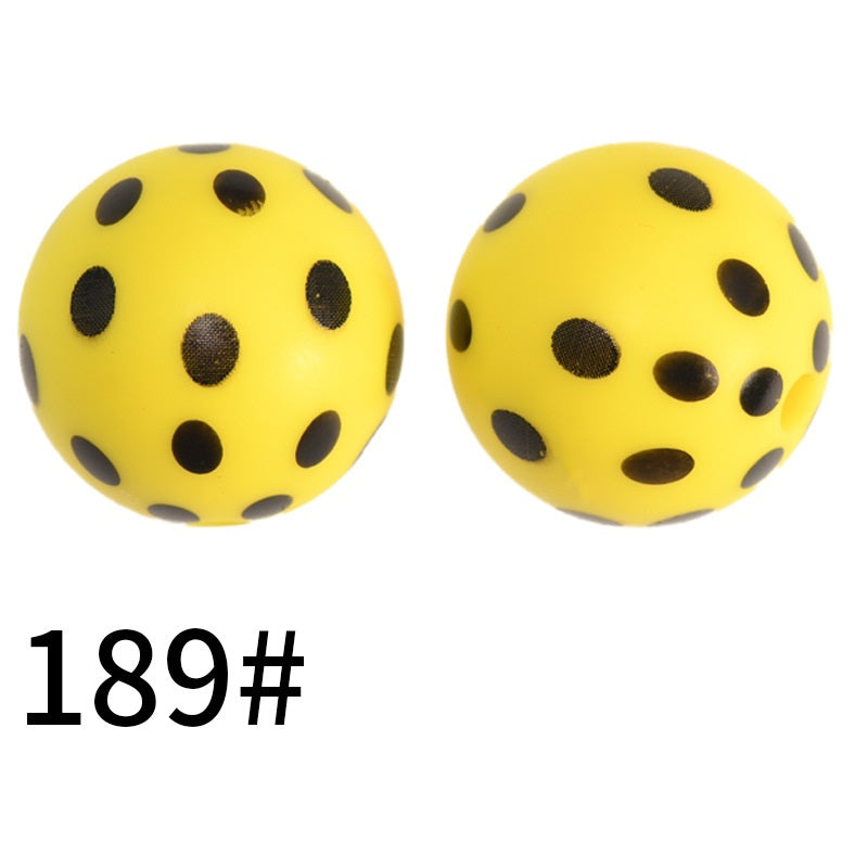 Round Printed Silicone Beads 189
