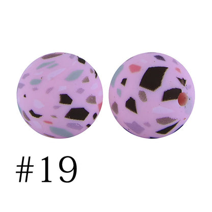 Round Printed Silicone Beads 19