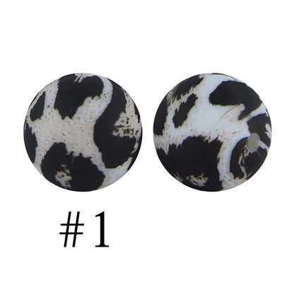 Round Printed Silicone Beads 1