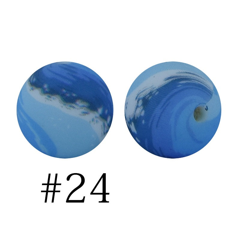 Round Printed Silicone Beads 24