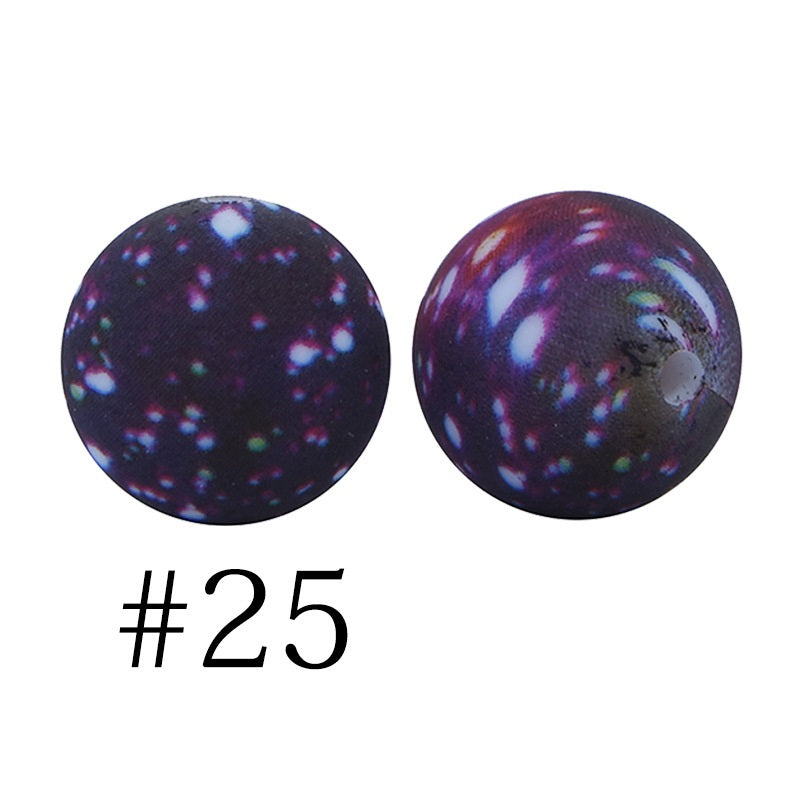 Round Printed Silicone Beads 25