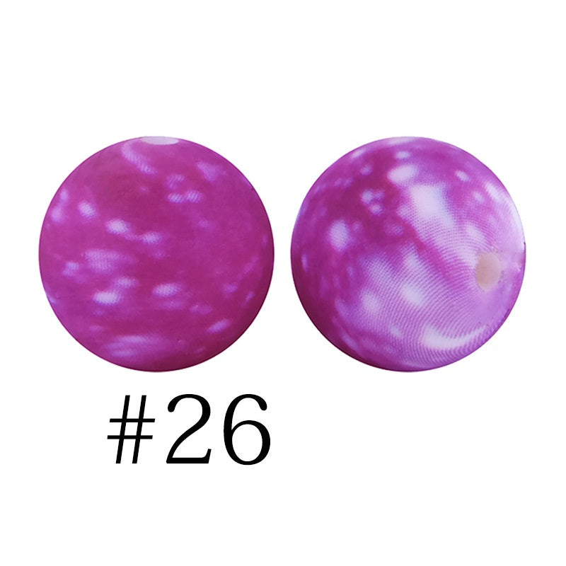 Round Printed Silicone Beads 26