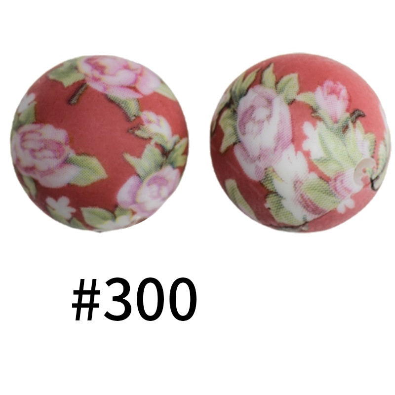 Round Printed Silicone Beads 300