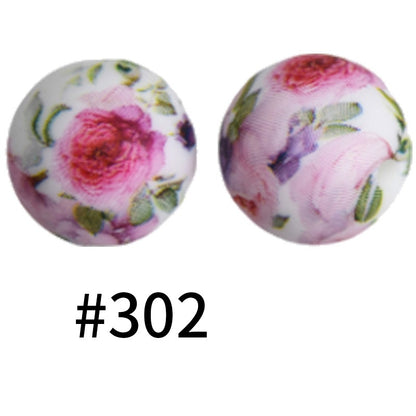 Round Printed Silicone Beads 302