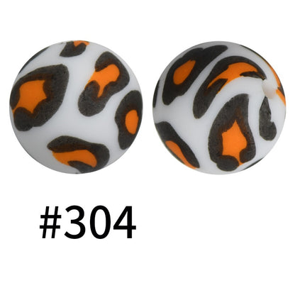 Round Printed Silicone Beads 304