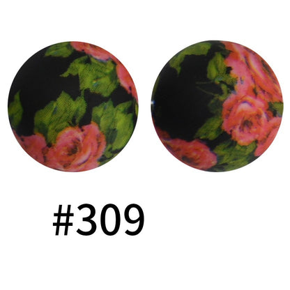 Round Printed Silicone Beads 309