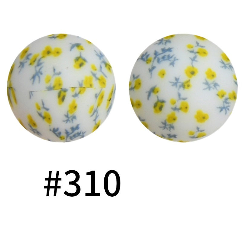 Round Printed Silicone Beads 310