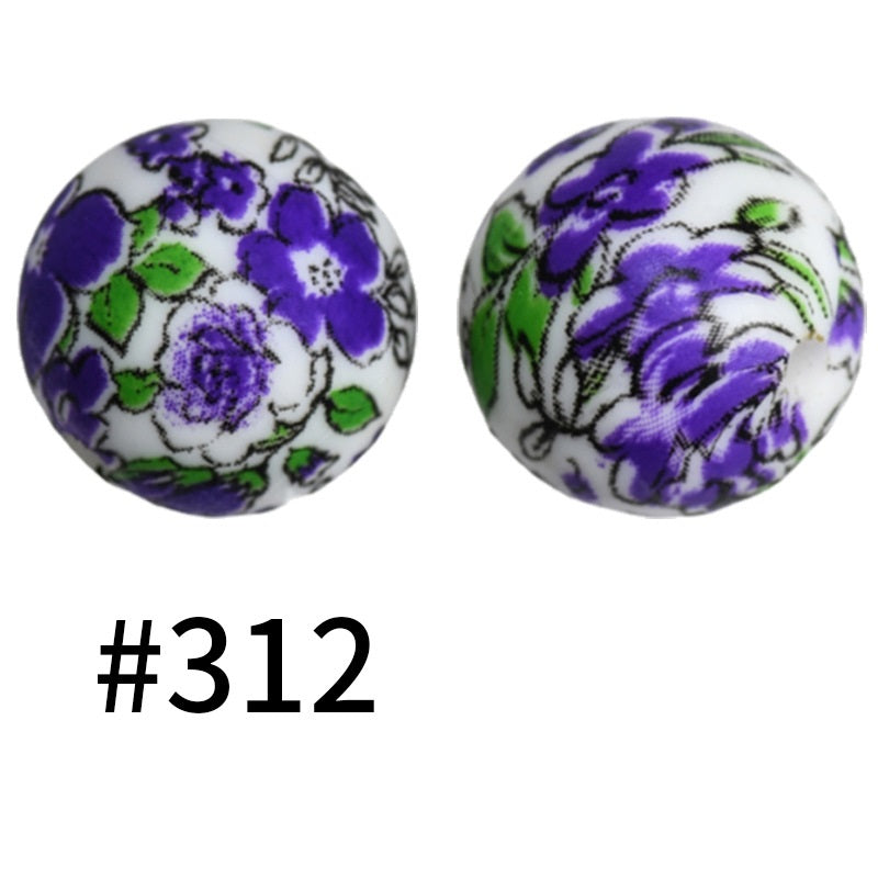 15mm printed silicone beads 513