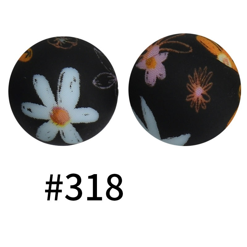 19mm Silicone Beads Printed Animal Pattern 50pcs